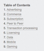 Hackpad table of contents