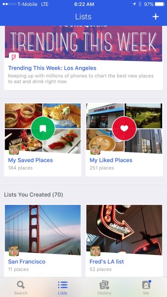 foursquare trip tips in my list tab
